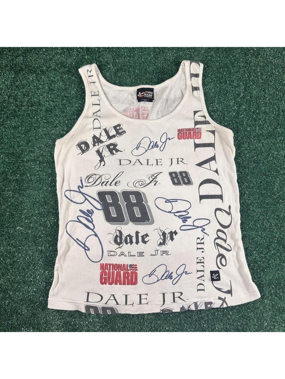 Y2K chase authentics Dale Earnhardt Jr. white tank top NASCAR racing grunge